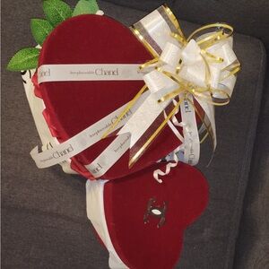 Red Heart flower Box with Gold Ribbon